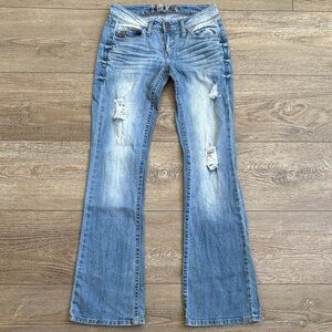 Vintage Y2K Truce Distressed Light Blue Bootcut Low Rise Jeans
